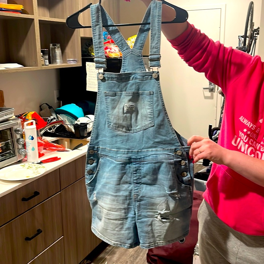 Wall Flower Womens Jean Short Overalls Size Medium.
